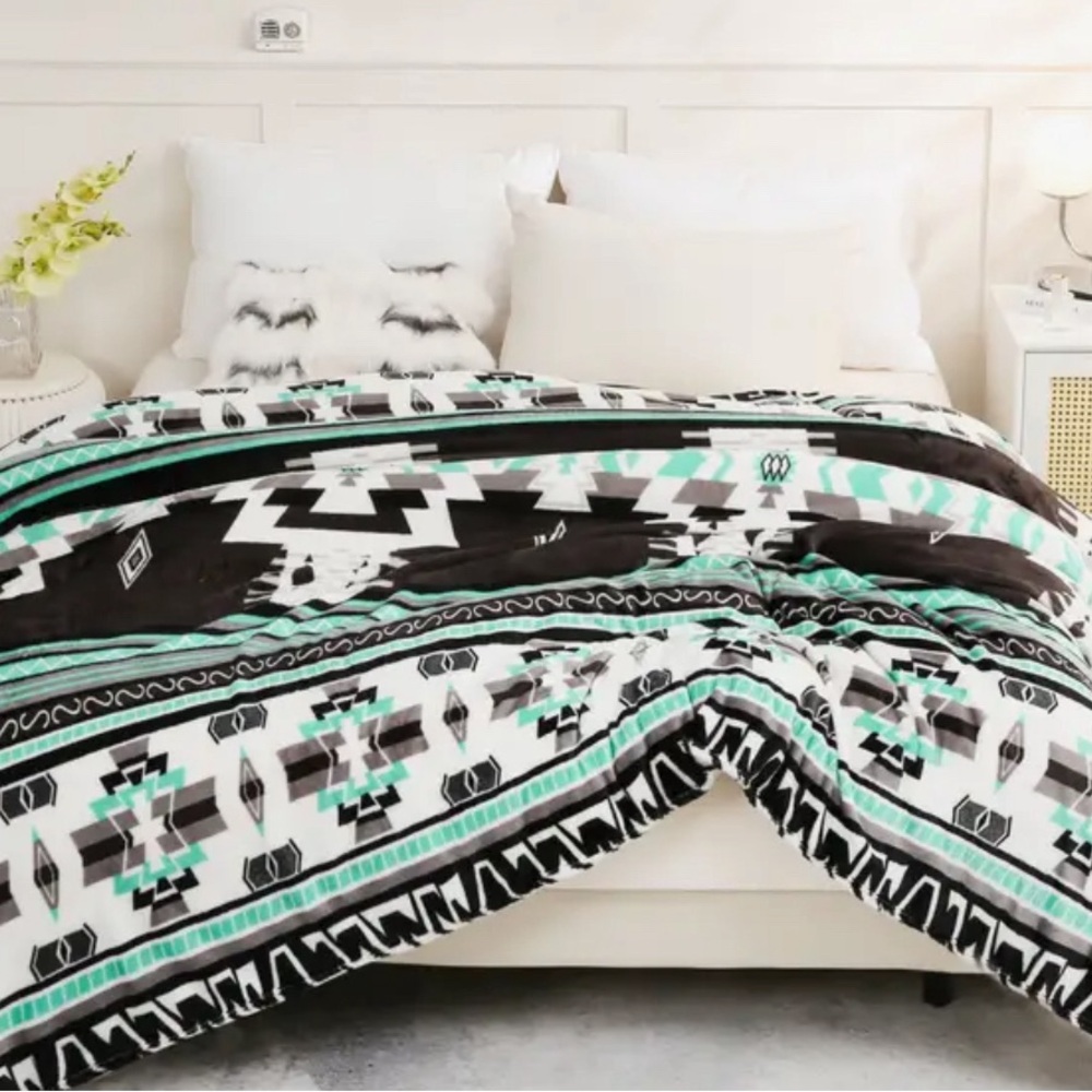 Boho Pattern Blanket, 200GSM Bohemian Ethnic Style  Blanket For All Season, Soft - Picture 3 of 5